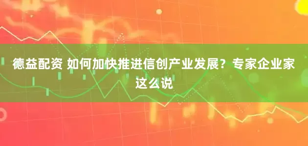 德益配资 如何加快推进信创产业发展？专家企业家这么说
